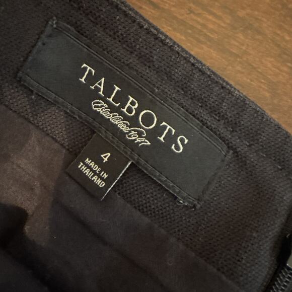 Talbots Midi Skirt Women's 4 Black Linen Blend Career Pencil - Picture 5 of 6